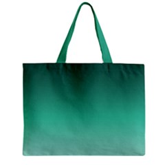 Biscay Green Gradient Ombre Zipper Mini Tote Bag by SpinnyChairDesigns