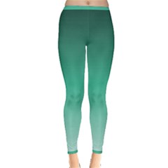 Biscay Green Gradient Ombre Inside Out Leggings by SpinnyChairDesigns