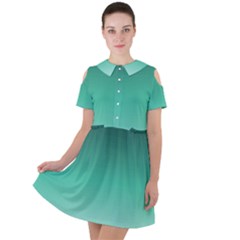 Biscay Green Gradient Ombre Short Sleeve Shoulder Cut Out Dress  by SpinnyChairDesigns