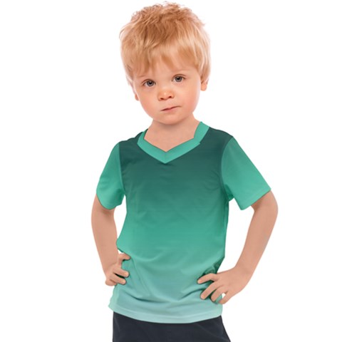 Biscay Green Gradient Ombre Kids  Sports Tee by SpinnyChairDesigns