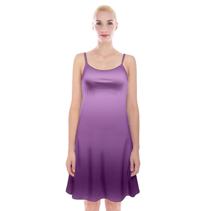 Purple Gradient Ombre Spaghetti Strap Velvet Dress