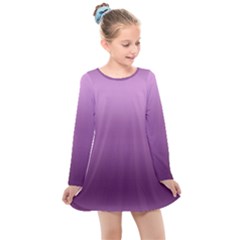 Purple Gradient Ombre Kids  Long Sleeve Dress by SpinnyChairDesigns