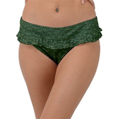 Boho Fern Green Pattern Frill Bikini Bottom by SpinnyChairDesigns