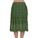 Boho Fern Green Pattern Velvet Flared Midi Skirt View2