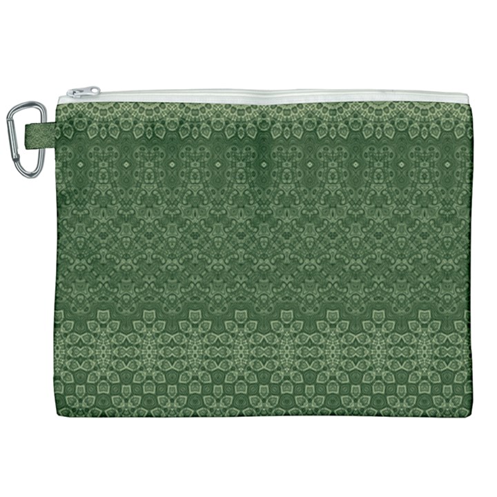 Boho Fern Green Pattern Canvas Cosmetic Bag (XXL)