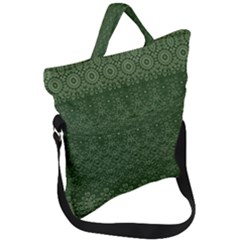 Boho Fern Green Pattern Fold Over Handle Tote Bag by SpinnyChairDesigns