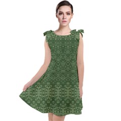 Boho Fern Green Pattern Tie Up Tunic Dress by SpinnyChairDesigns