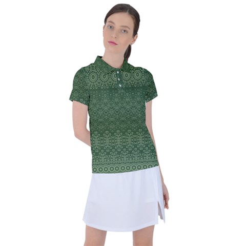 Boho Fern Green Pattern Women s Polo Tee by SpinnyChairDesigns