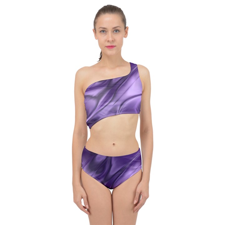 Purple Abstract Art Spliced Up Two Piece Swimsuit