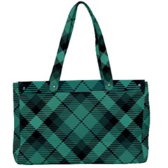 Biscay Green Black Plaid Canvas Work Bag by SpinnyChairDesigns