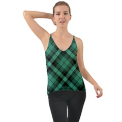 Biscay Green Black Plaid Chiffon Cami by SpinnyChairDesigns