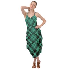 Biscay Green Black Plaid Layered Bottom Dress by SpinnyChairDesigns