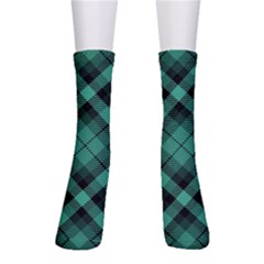 Biscay Green Black Plaid Men s Crew Socks by SpinnyChairDesigns