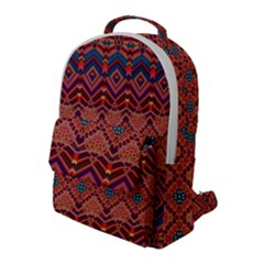 Boho Light Brown Blue Pattern Flap Pocket Backpack (large) by SpinnyChairDesigns
