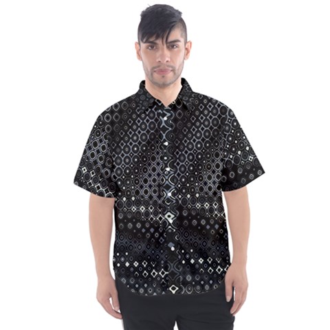Black Abstract Pattern Men s Short Sleeve Shirt by SpinnyChairDesigns