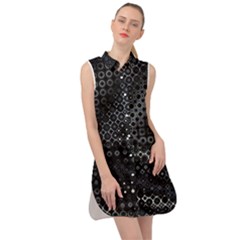 Black Abstract Pattern Sleeveless Shirt Dress by SpinnyChairDesigns