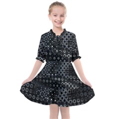 Black Abstract Pattern Kids  All Frills Chiffon Dress by SpinnyChairDesigns