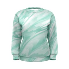 Biscay Green White Feathered Swoosh Women s Sweatshirt by SpinnyChairDesigns
