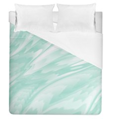 Biscay Green White Feathered Swoosh Duvet Cover (queen Size) by SpinnyChairDesigns