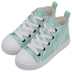 Biscay Green White Feathered Swoosh Kids  Mid-top Canvas Sneakers by SpinnyChairDesigns