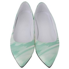 Biscay Green White Feathered Swoosh Women s Low Heels by SpinnyChairDesigns