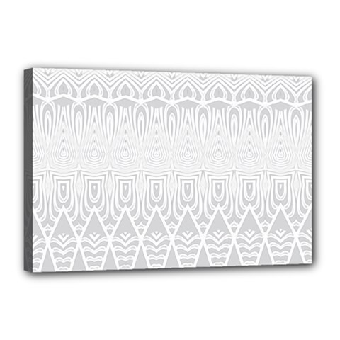 Boho White Wedding Pattern Canvas 18  X 12  (stretched) by SpinnyChairDesigns