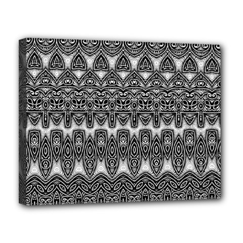 Boho Black And White Pattern Canvas 14  X 11  (stretched) by SpinnyChairDesigns