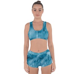 Cerulean Blue Geometric Patterns Racerback Boyleg Bikini Set