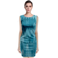 Cerulean Blue Geometric Patterns Sleeveless Velvet Midi Dress