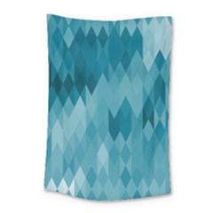 Cerulean Blue Geometric Patterns Small Tapestry