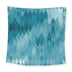 Cerulean Blue Geometric Patterns Square Tapestry (Large)