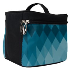 Cerulean Blue Geometric Patterns Make Up Travel Bag (Small)