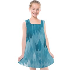 Cerulean Blue Geometric Patterns Kids  Cross Back Dress