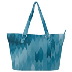 Cerulean Blue Geometric Patterns Full Print Shoulder Bag by SpinnyChairDesigns