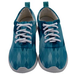 Cerulean Blue Geometric Patterns Mens Athletic Shoes by SpinnyChairDesigns