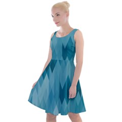 Cerulean Blue Geometric Patterns Knee Length Skater Dress