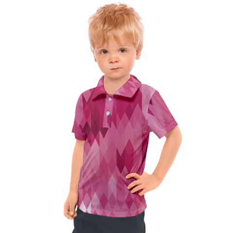 Blush Pink Geometric Pattern Kids  Polo Tee by SpinnyChairDesigns