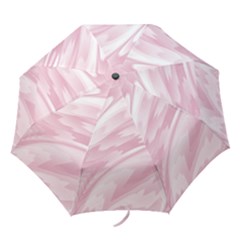 Pastel Pink Feathered Pattern Folding Umbrellas by SpinnyChairDesigns
