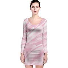 Pastel Pink Feathered Pattern Long Sleeve Bodycon Dress by SpinnyChairDesigns