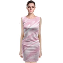 Pastel Pink Feathered Pattern Classic Sleeveless Midi Dress by SpinnyChairDesigns