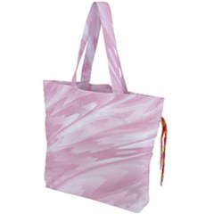 Pastel Pink Feathered Pattern Drawstring Tote Bag by SpinnyChairDesigns