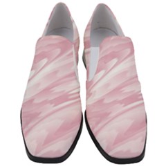 Pastel Pink Feathered Pattern Women Slip On Heel Loafers by SpinnyChairDesigns