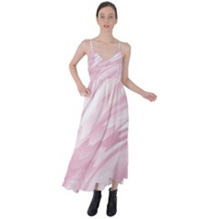 Pastel Pink Feathered Pattern Tie Back Maxi Dress by SpinnyChairDesigns