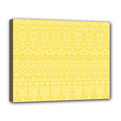 Boho Saffron Yellow Color Canvas 14  X 11  (stretched) by SpinnyChairDesigns