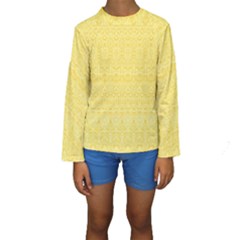 Boho Saffron Yellow Color Kids  Long Sleeve Swimwear by SpinnyChairDesigns