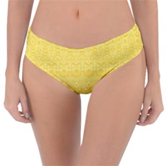 Boho Saffron Yellow Color Reversible Classic Bikini Bottoms by SpinnyChairDesigns