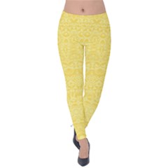 Boho Saffron Yellow Color Velvet Leggings by SpinnyChairDesigns