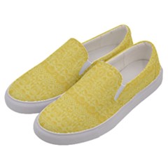 Boho Saffron Yellow Color Men s Canvas Slip Ons by SpinnyChairDesigns