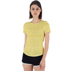 Boho Saffron Yellow Color Back Cut Out Sport Tee by SpinnyChairDesigns