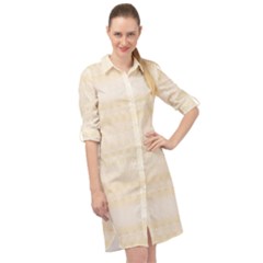 Boho Lemon Chiffon Pattern Long Sleeve Mini Shirt Dress by SpinnyChairDesigns